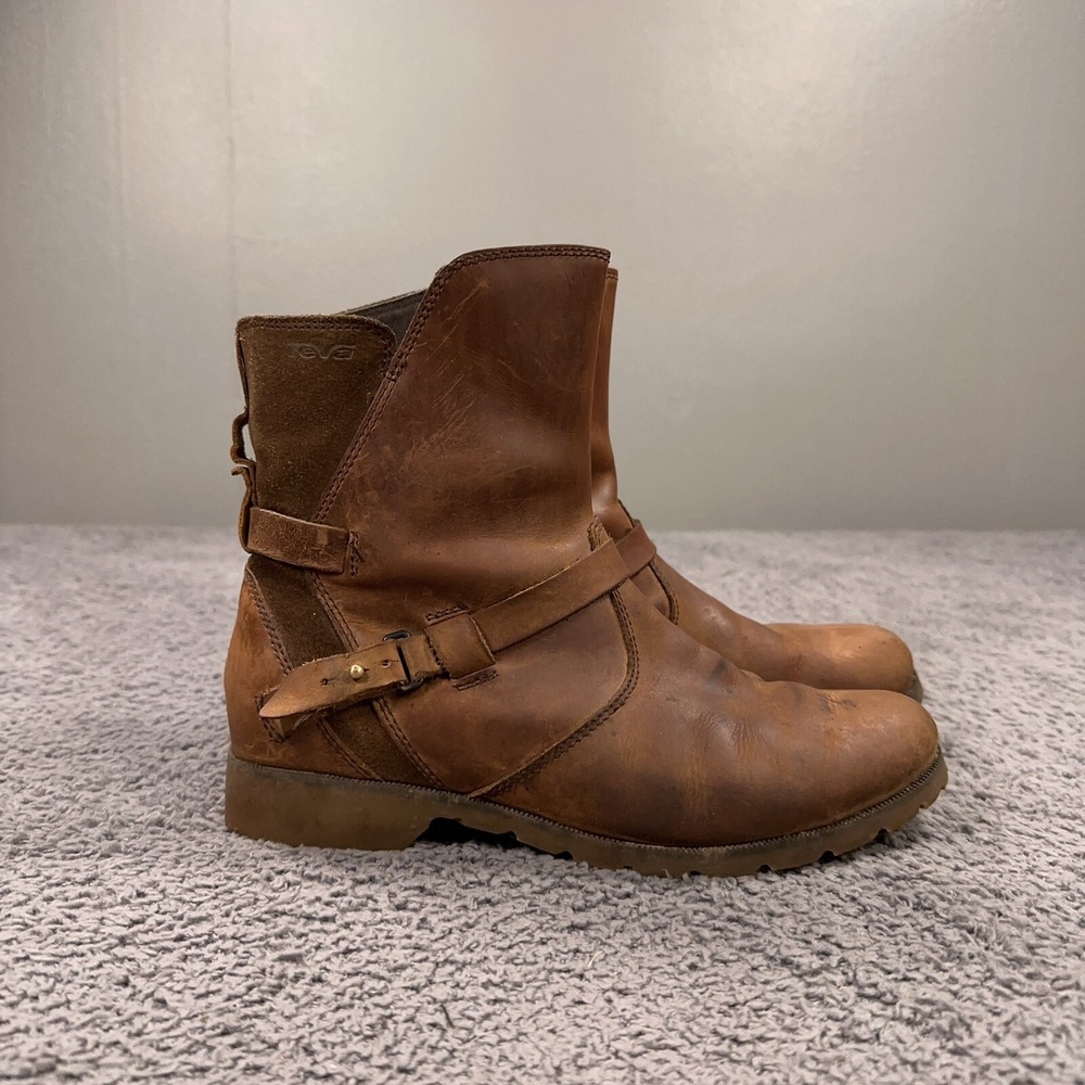 Teva Boots Womens 7.5 Brown Nubuck Leather Waterproof Buckle Bootie Outdoor - Picture 2 of 10